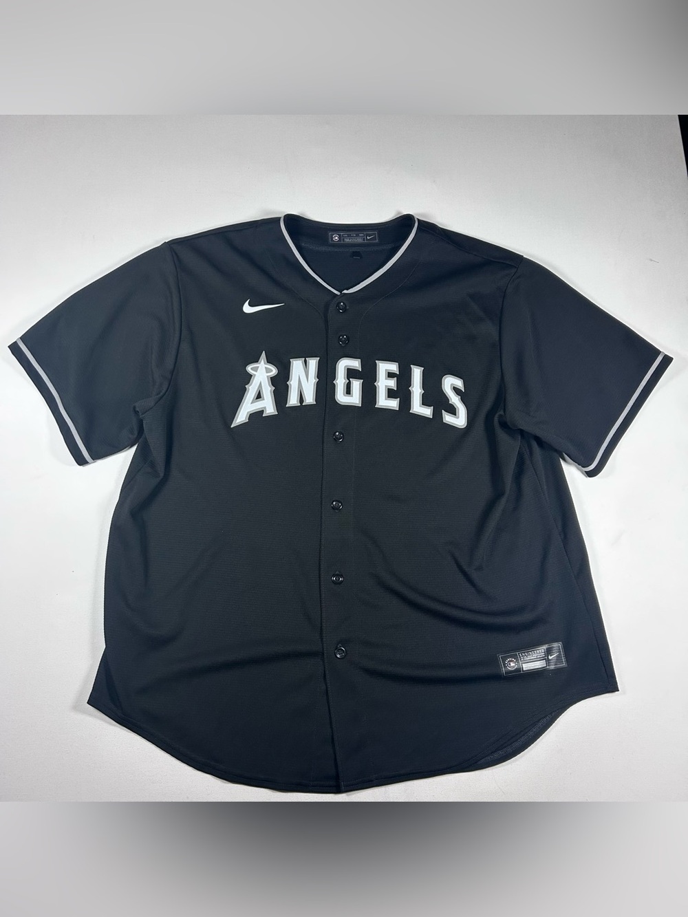 Nike Mens Size XXL Los Angeles Angels Button Home Jersey Limited Blank Black